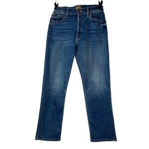 MOTHER The Tomcat Layover High Rise Straight Leg Jeans Blue Button Fly Women 27